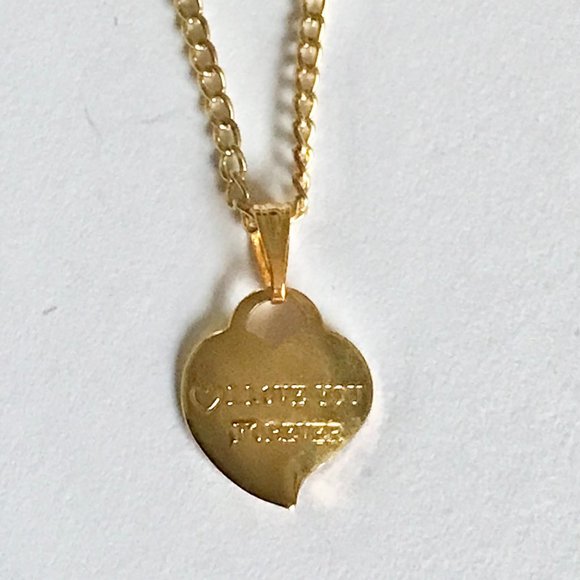 Vintage Gold Heart Necklace I LOVE YOU FOREVER Dainty Small Charm 16" Plated - Picture 4 of 11